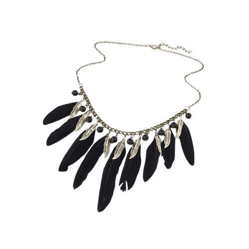 Feathers and Beads Bohemian Necklace